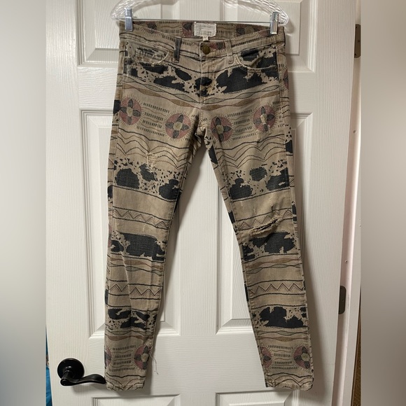 CURRENT ELLIOT The Ankle Skinny Vintage Tribal Destroy Jeans Womens 28 Low Rise - Picture 2 of 7